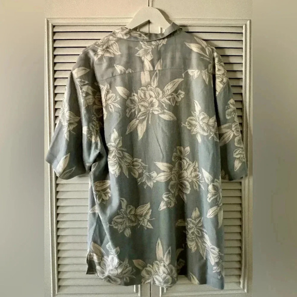 Tommy Bahama Men’s Silk Floral Short Sleeve Button Up Shirt Green/Blue Wht SZ L - Picture 2 of 6